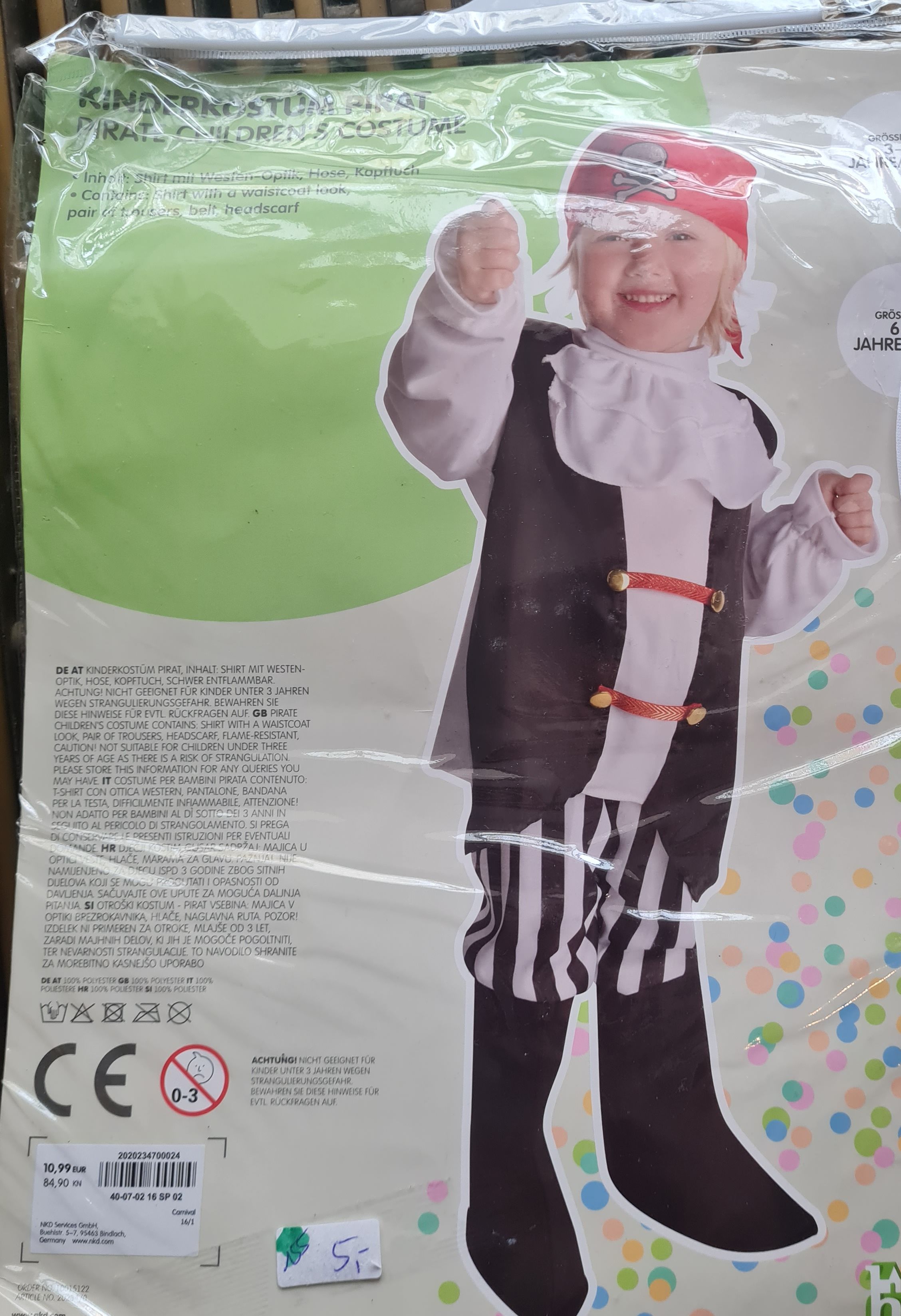 Karneval Kostüm Pirat, 6-8 Jahre, Neuware