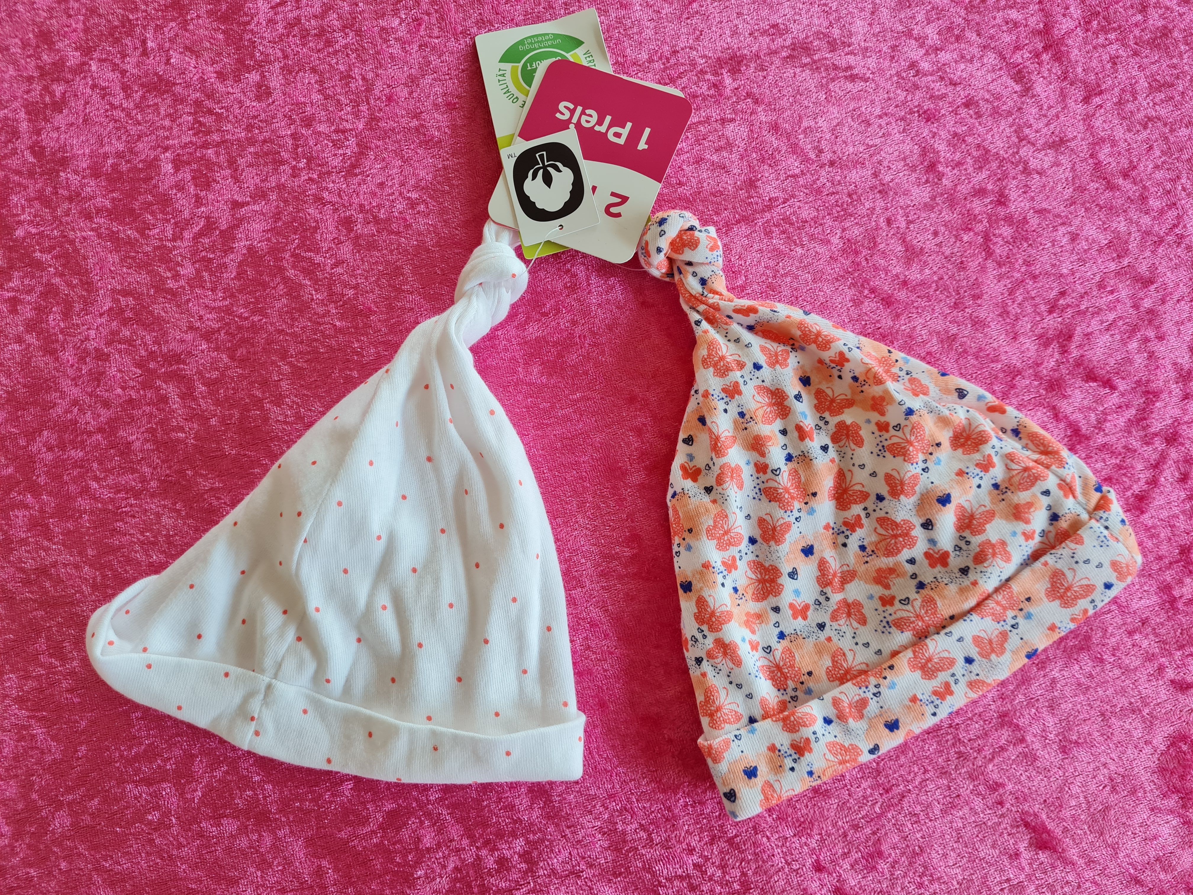 2 Baby-Mützen im Set, Gr. 43, Neuware