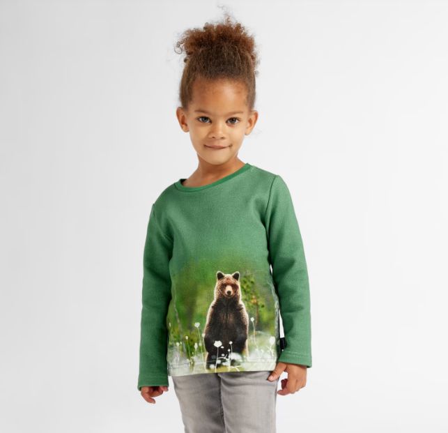 Jako-o Langarmshirt Fotodruck Bär, Gr. 80/86, bambusgrün, Neuware
