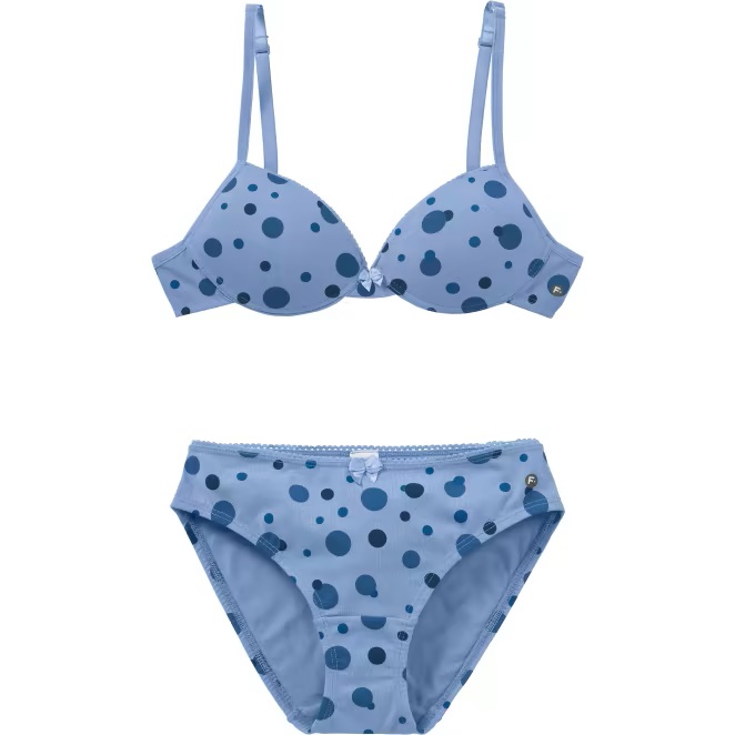 Jako-o Mädchen Wäsche-Set BH + Slip Punkte FIT-Z, indigo, Gr. 140/146, Neuware mit Etikett