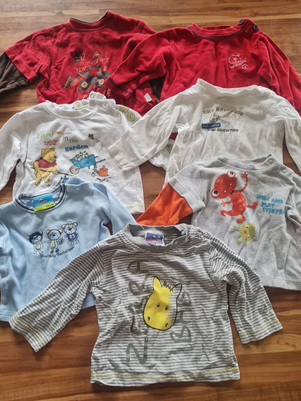 7 Langarmshirts, Gr. 68, Secondhand