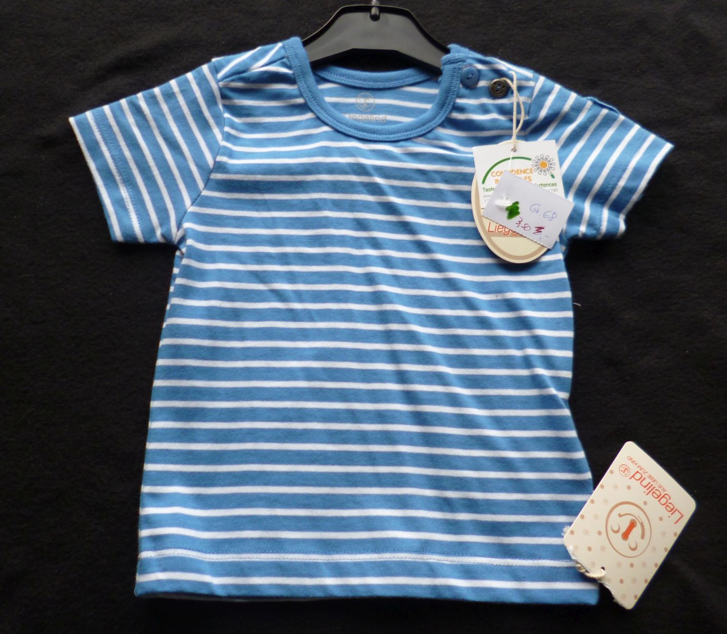 T-Shirt blau-weiß Gr. 68, Neuware mit Etikett