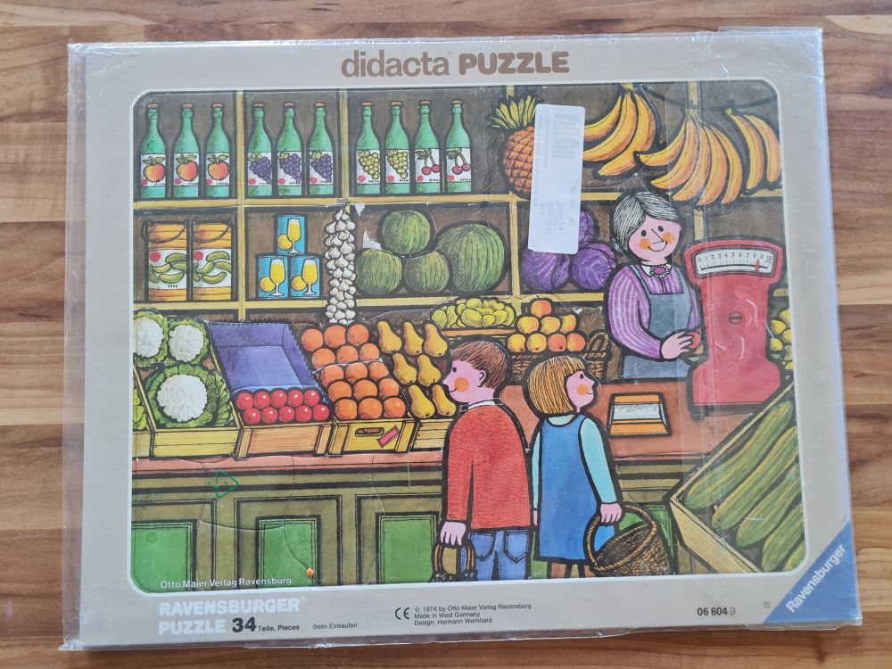 Rahmenpuzzle "Beim Einkaufen", 34 Teile, Secondhand