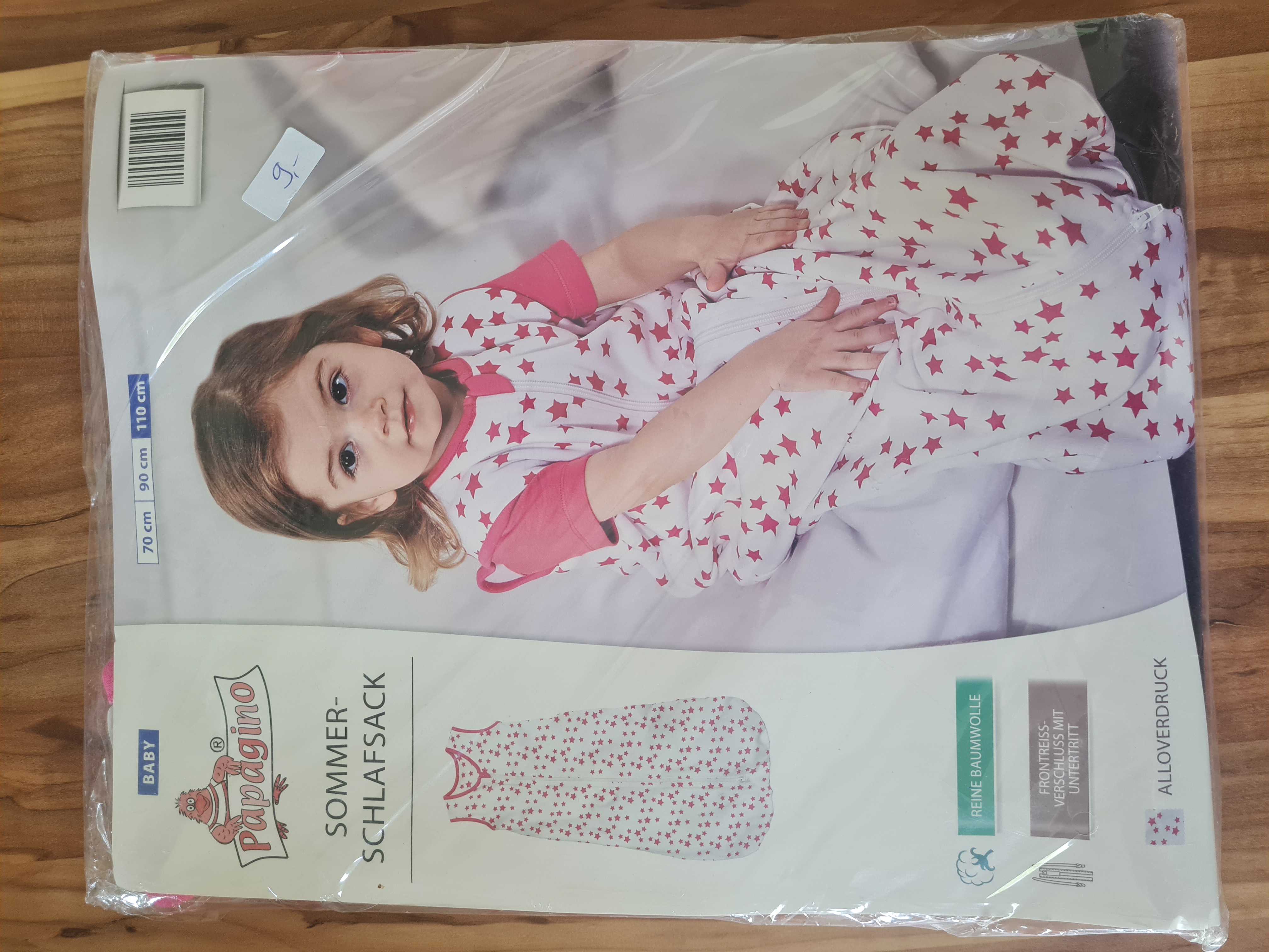 Sommer-Schlafsack "Pinke Sterne", 110cm, Neuware mit Etikett