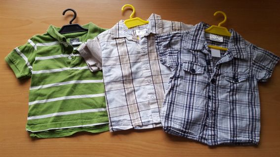 2 Kurzarm-Hemden und 1 Polo-Shirt für Jungen, Gr. 80, Secondhand