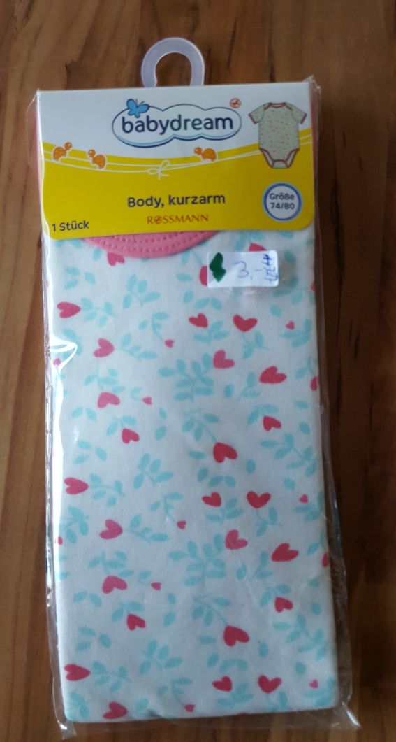 Kurzarm-Body für Mädchen "Blumen" Gr. 74/80, Neuware mit Etikett