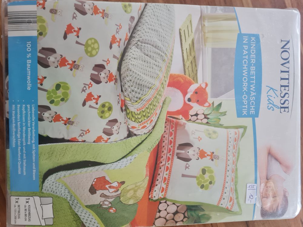 Kinder-Bettwäsche in Patchwork-Optik "Waldtiere", Neuware