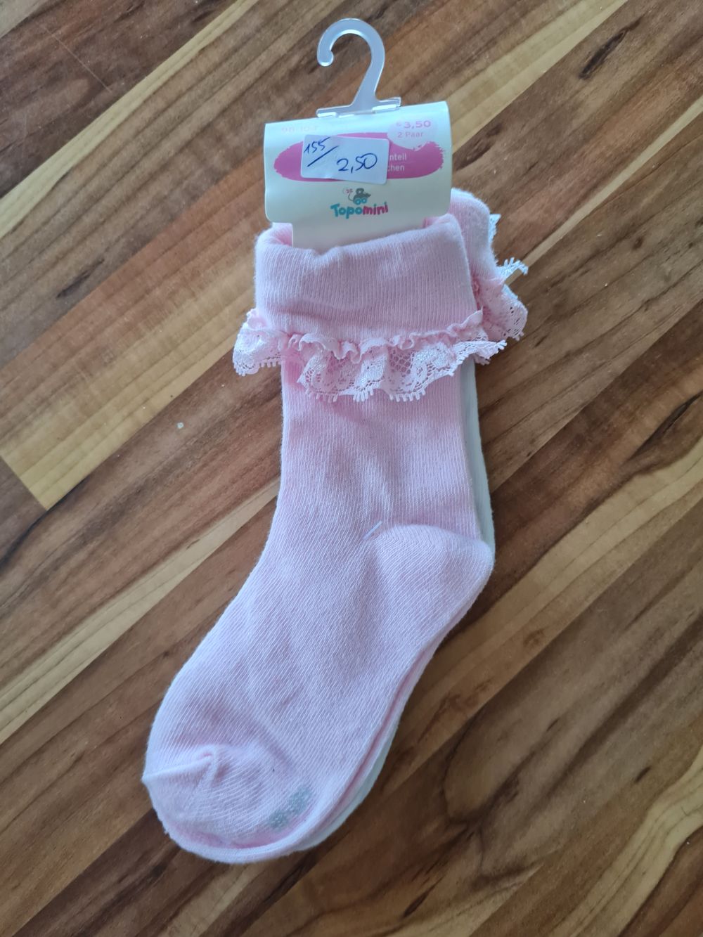 2 Paar Söckchen für Mädchen, weiß - rosa, Gr. 98/104, Neuware mit Etikett