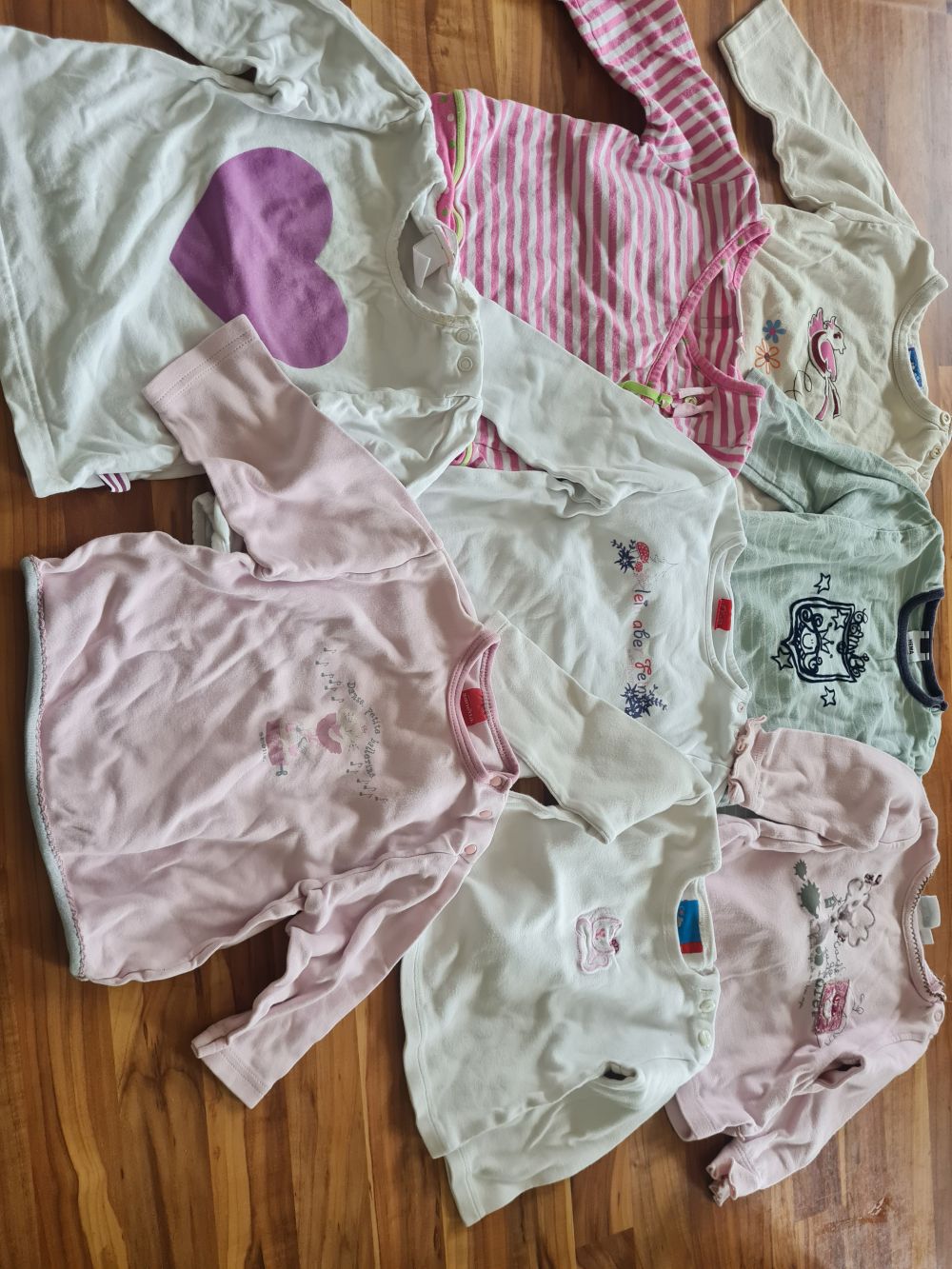 8 Langarmshirts für Mädchen, Gr. 74, Secondhand