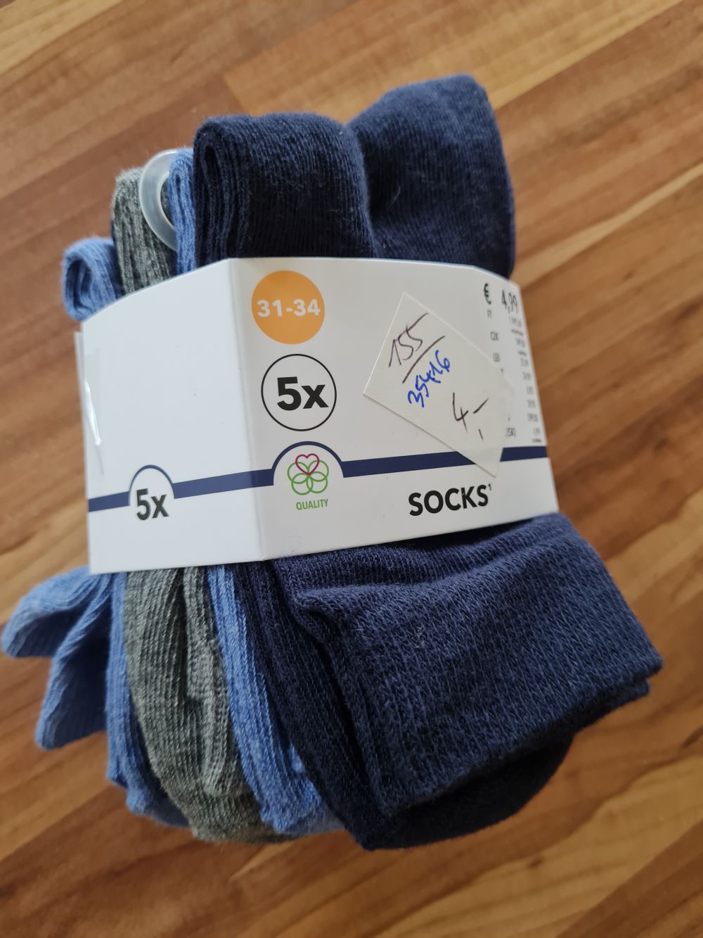 5 Paar Socken, blau - grau - marine, Gr. 31-34, Neuware