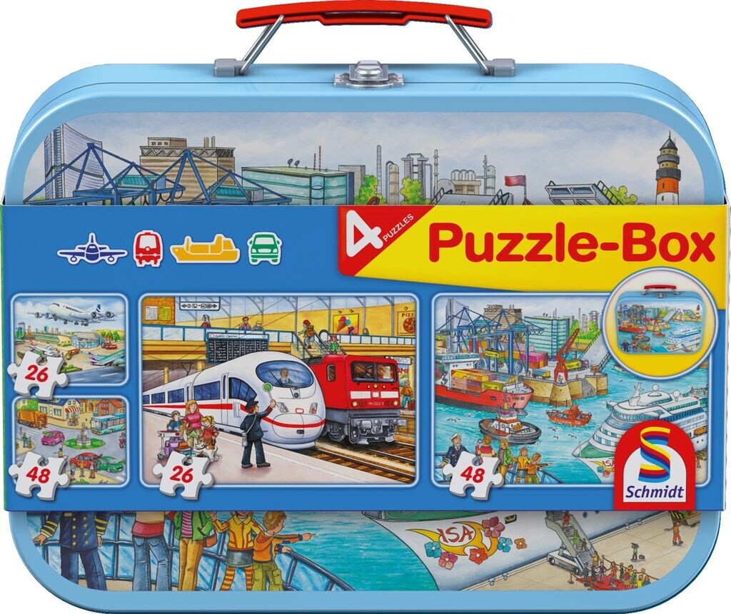Puzzle-Box 56508 "Verkehrsmittel" im Metallkoffer, 2x26 + 2x48 Teile, Neuware