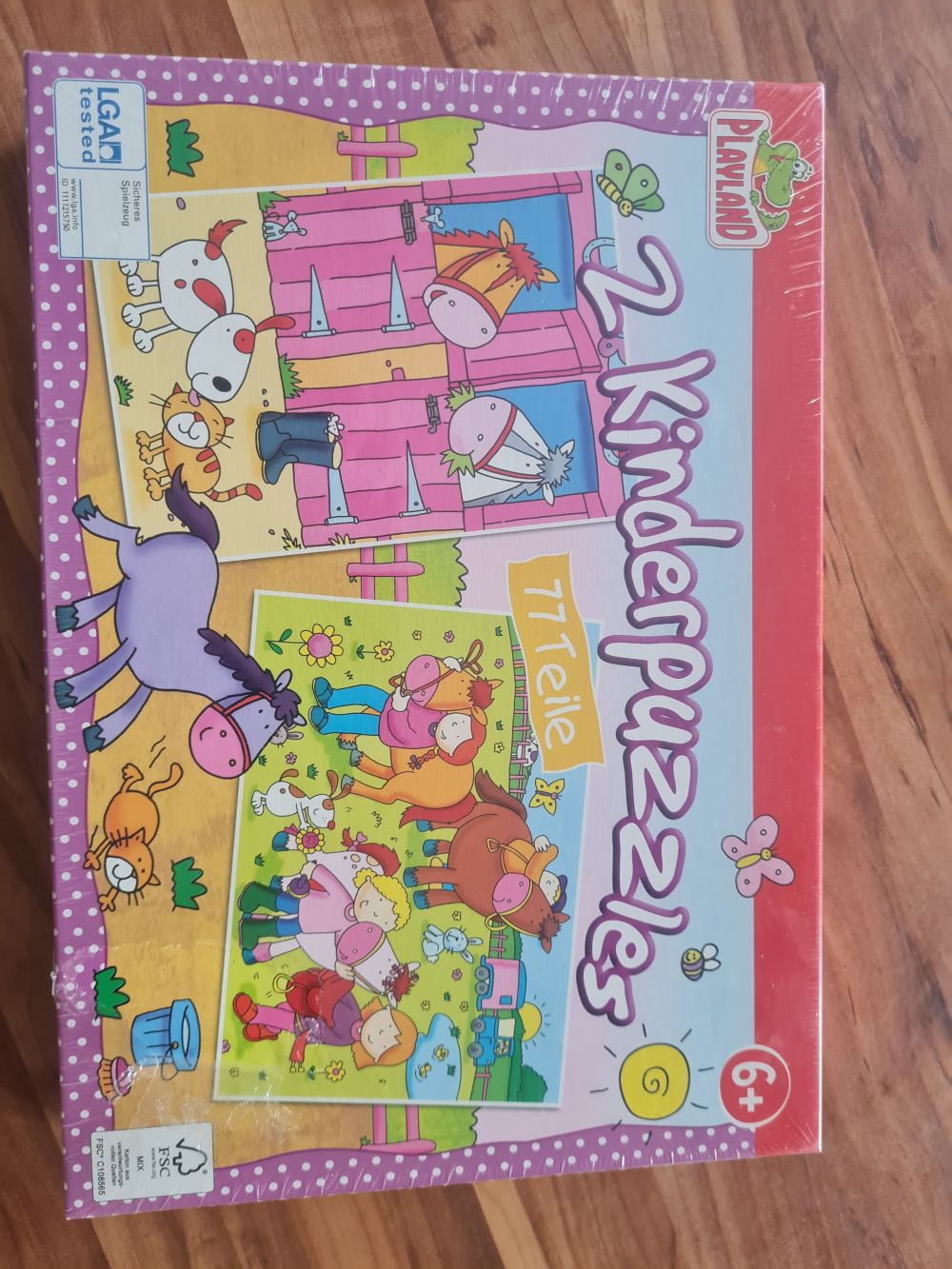 2 Puzzle "Pferdehof", 77 Teile, Neuware