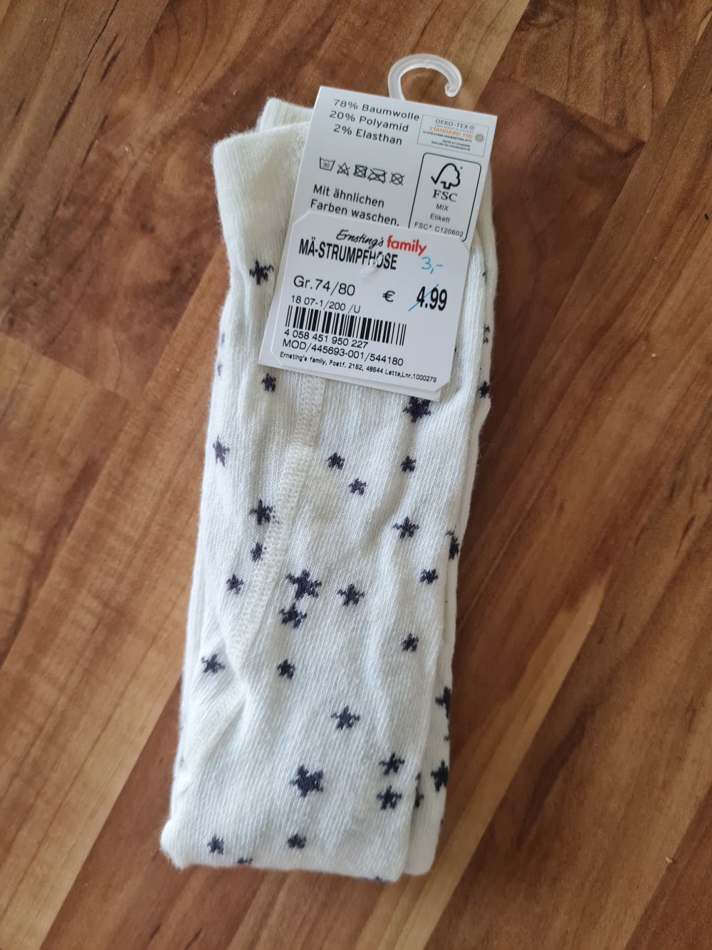 Pure Collection Strumpfhose für Mädchen "Sterne", Gr. 74/80, Neuware mit Etikett