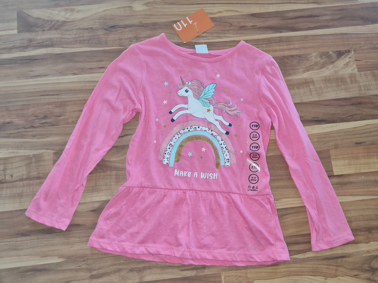 Langarmshirt "Make a wish", pink, Gr. 110, Neuware mit Etikett
