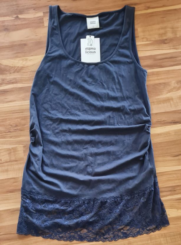 Mama licious Umstands-Tanktop, marine mit Spitze, Gr. XL, Neuware mit Etikett