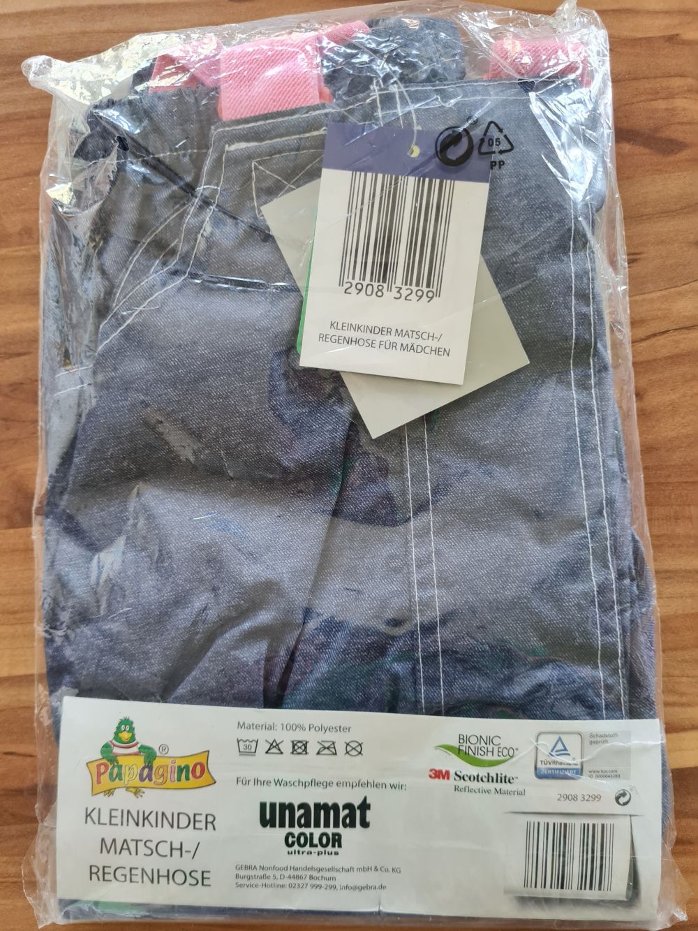 Matsch-/ Regenhose Gr. 74/80, marine-rosa, Neuware mit Etikett