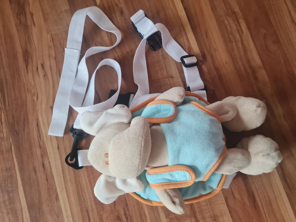 Sicherheitsleine in Kombination mit Rucksack und Kuscheltier, Modell Elefant, Secondhand