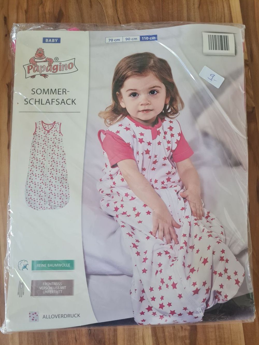 Sommer-Schlafsack "Pinke Sterne", 110cm, Neuware mit Etikett