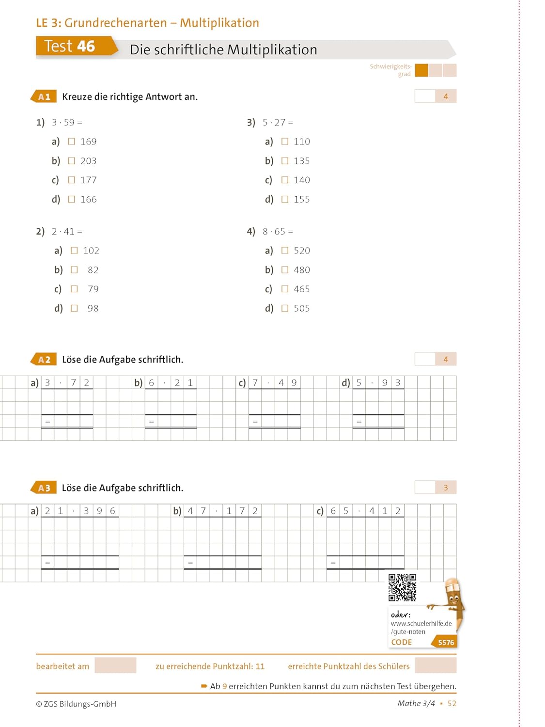 Testbuch Mathematik 3./4. Klasse I Schülerhilfe: Über 250 Tests in 3 Schwierigkeitsgraden, Taschenbuch, Neuware