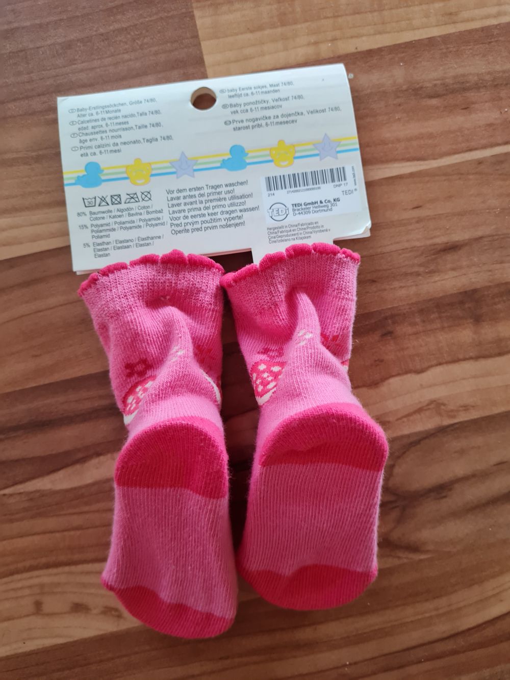 Baby-Erstlingssöckchen, Gr. 74/80, rosa, Neuware mit Etikett