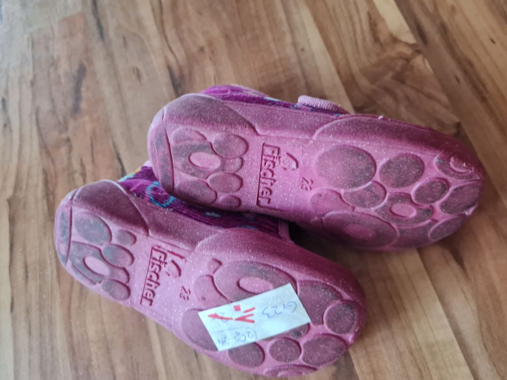 Fischer Hausschuhe "Herzen", dunkelpink, Gr. 23, Secondhand
