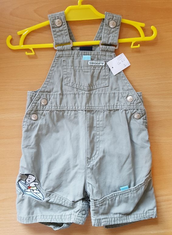 H&M Kurze Latzhose "Snoopy Surfing", Gr. 62, Secondhand