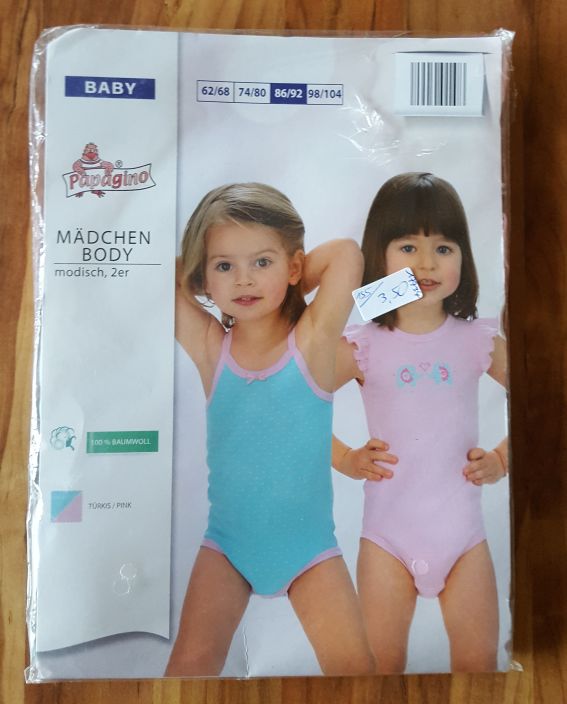 2 Kurzarm-Bodies für Mädchen, Gr. 86/92, Neuware