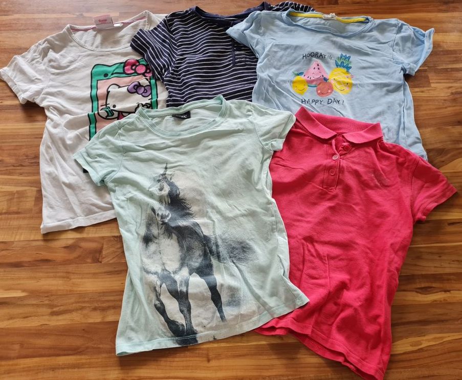 5 T-Shirts für Mädchen, Gr. 134/140, Secondhand