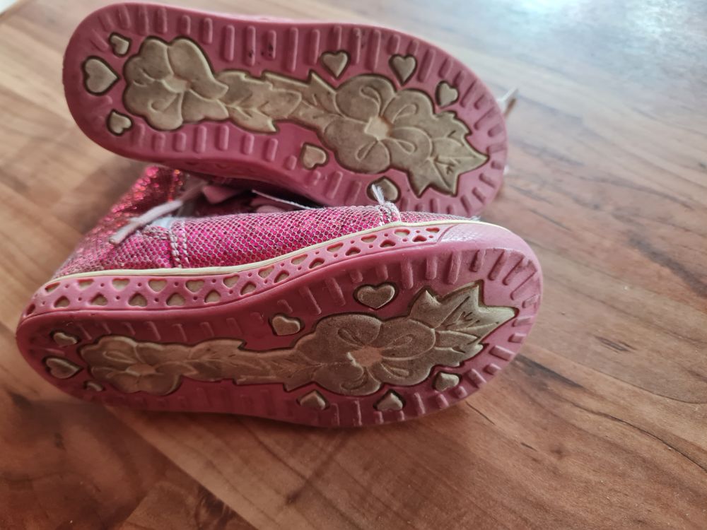 Stiefel "Blumen", pink-glitzer, Gr. 25, Secondhand