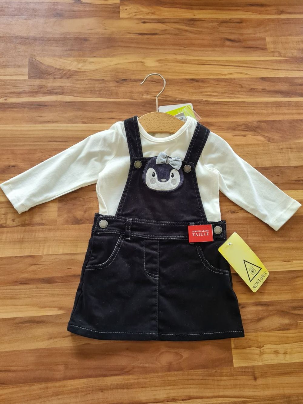 2tlg Set Langarmshirt mit Latzrock für Mädchen, Gr. 68, Neuware mit Etikett