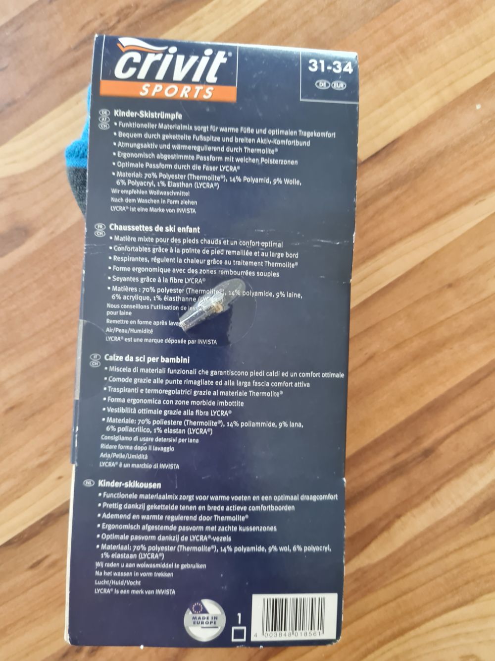 1 Paar Kinder-Skistrümpfe, blau, Gr. 31-34, Neuware