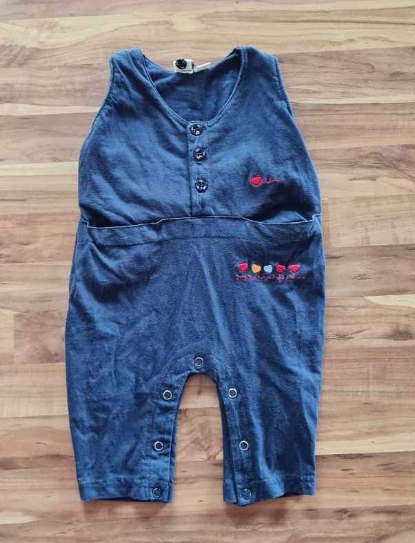 Latzhose "Herzen", marine, Gr. 62/68, Secondhand