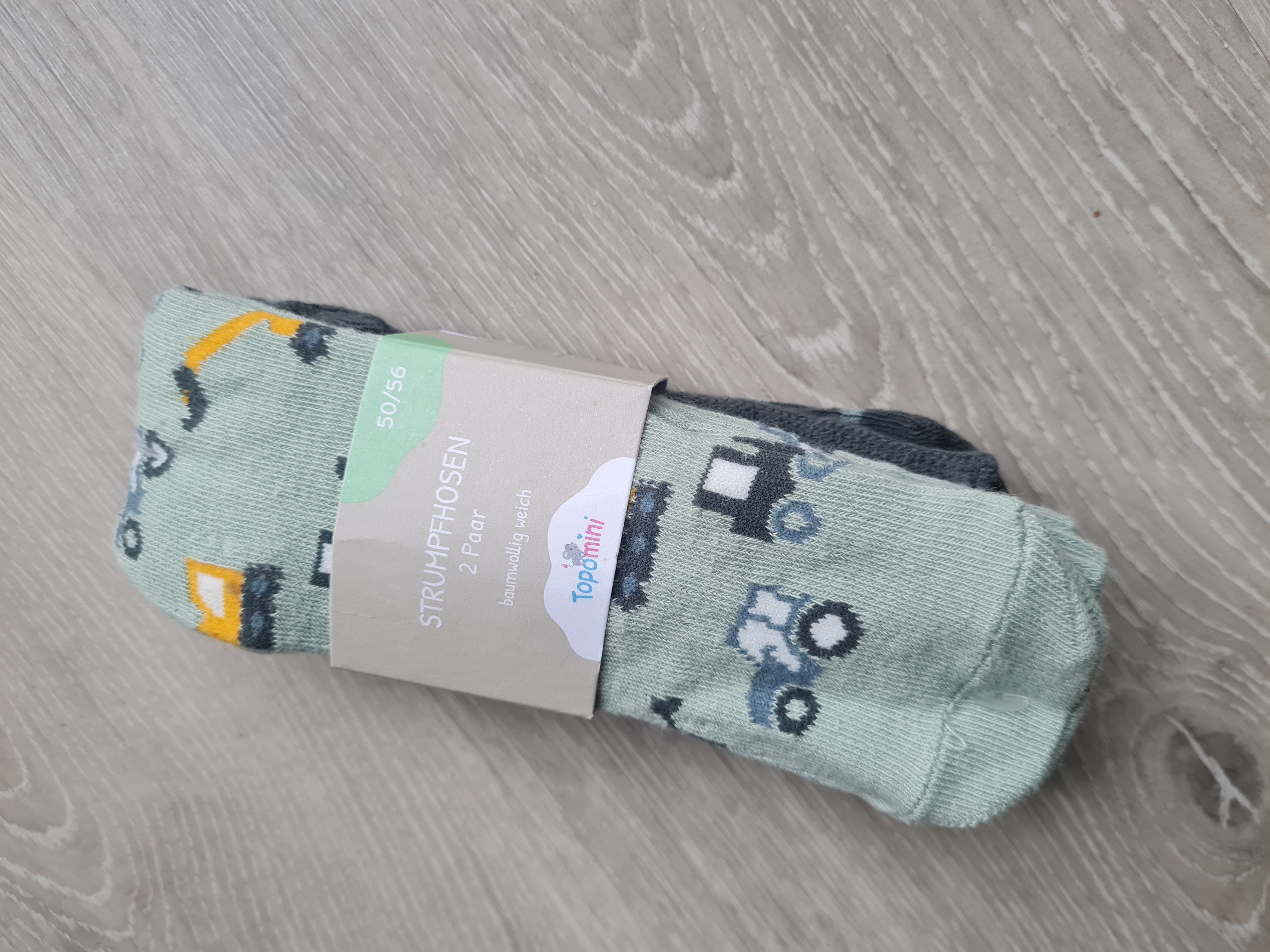 Strumpfhosen "Fahrzeuge und Ringel", 2 Paar, Gr. 50/56, Neuware mit Etikett