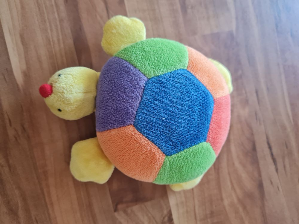 Stoffschildkräte mit Glöckchen im Bauch und Knisterfüßen, Secondhand