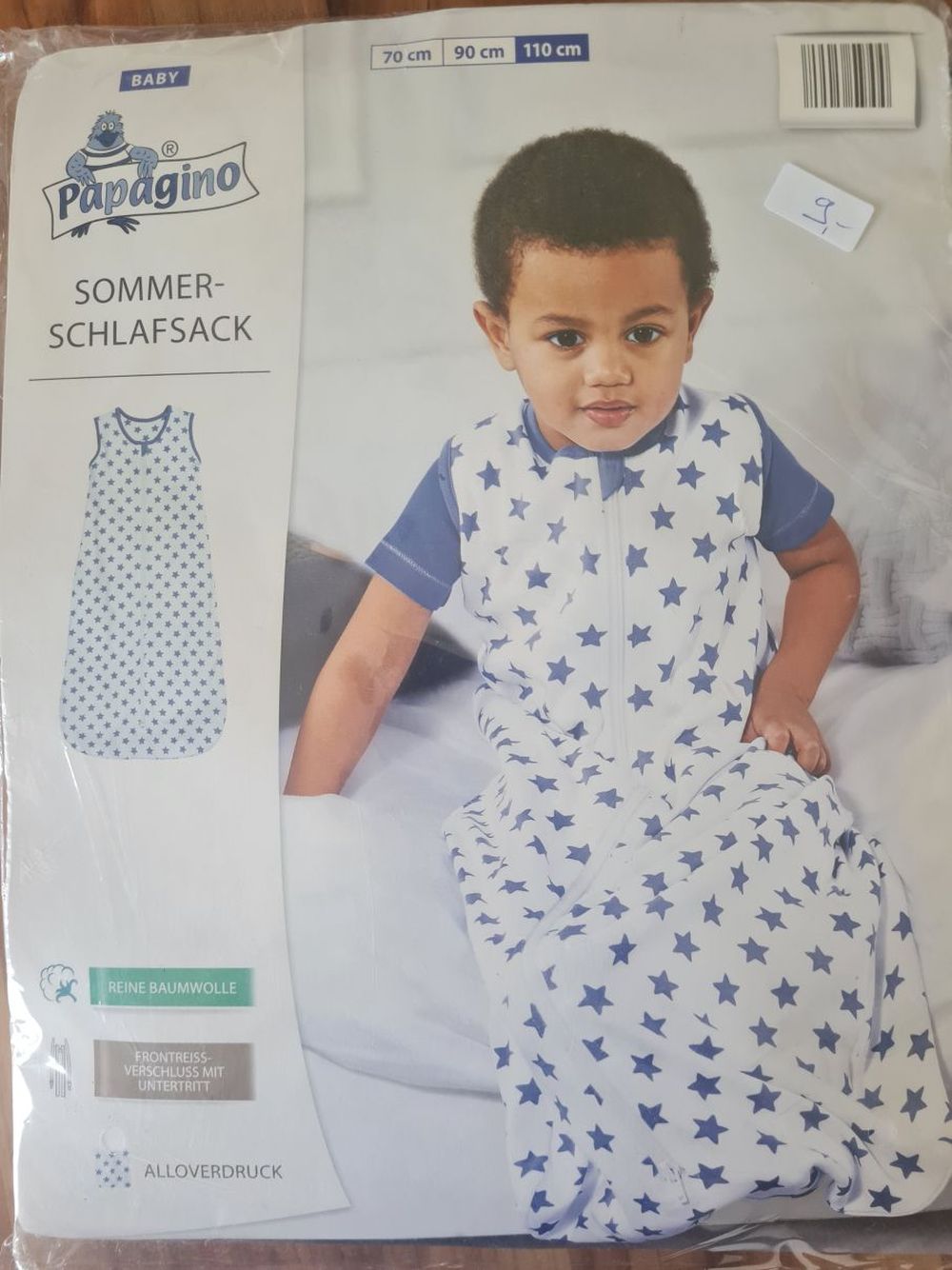 Sommer-Schlafsack "Blaue Sterne", 110cm, Neuware mit Etikett