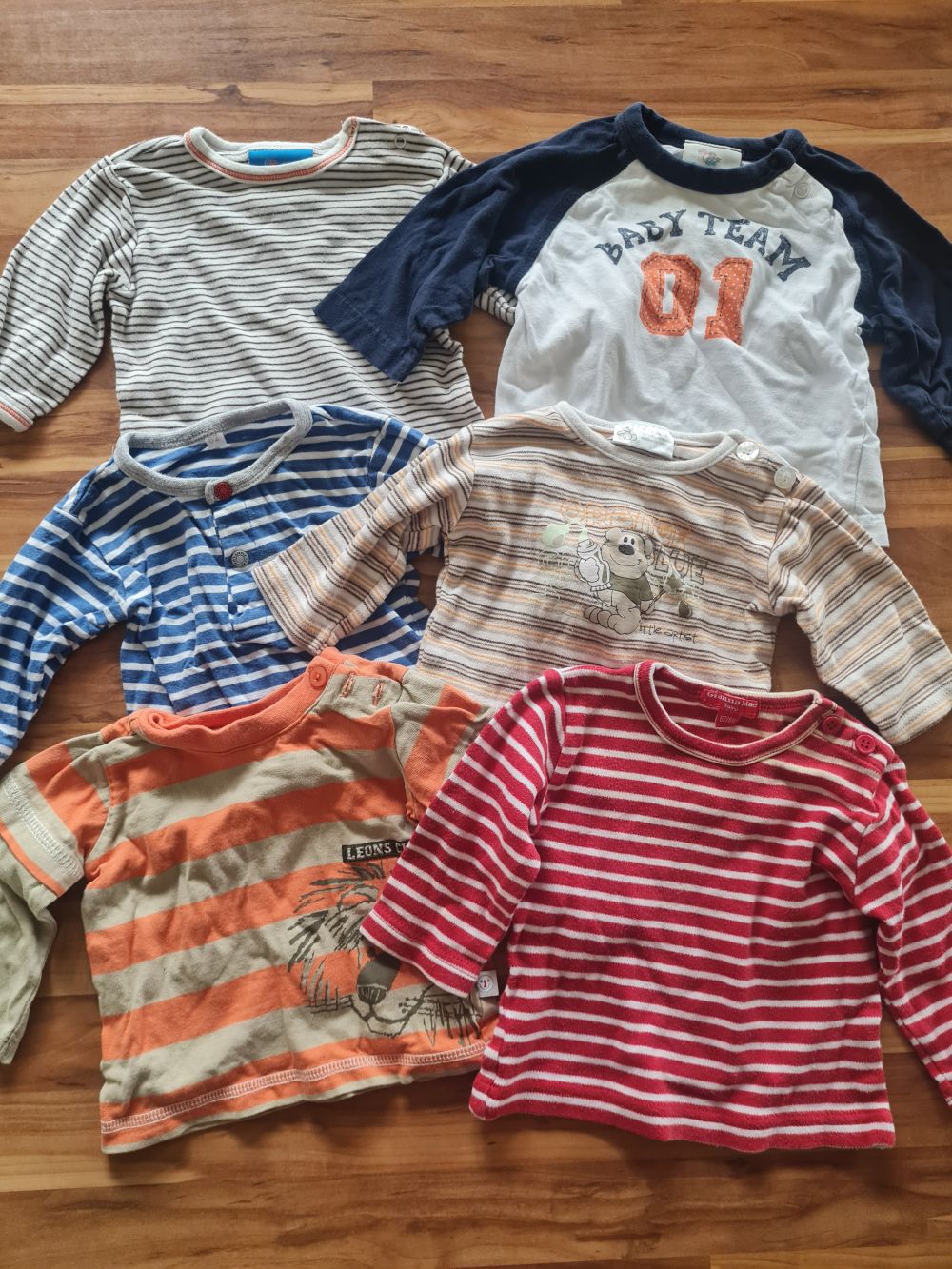 6 Langarmshirts, Gr. 62, Secondhand