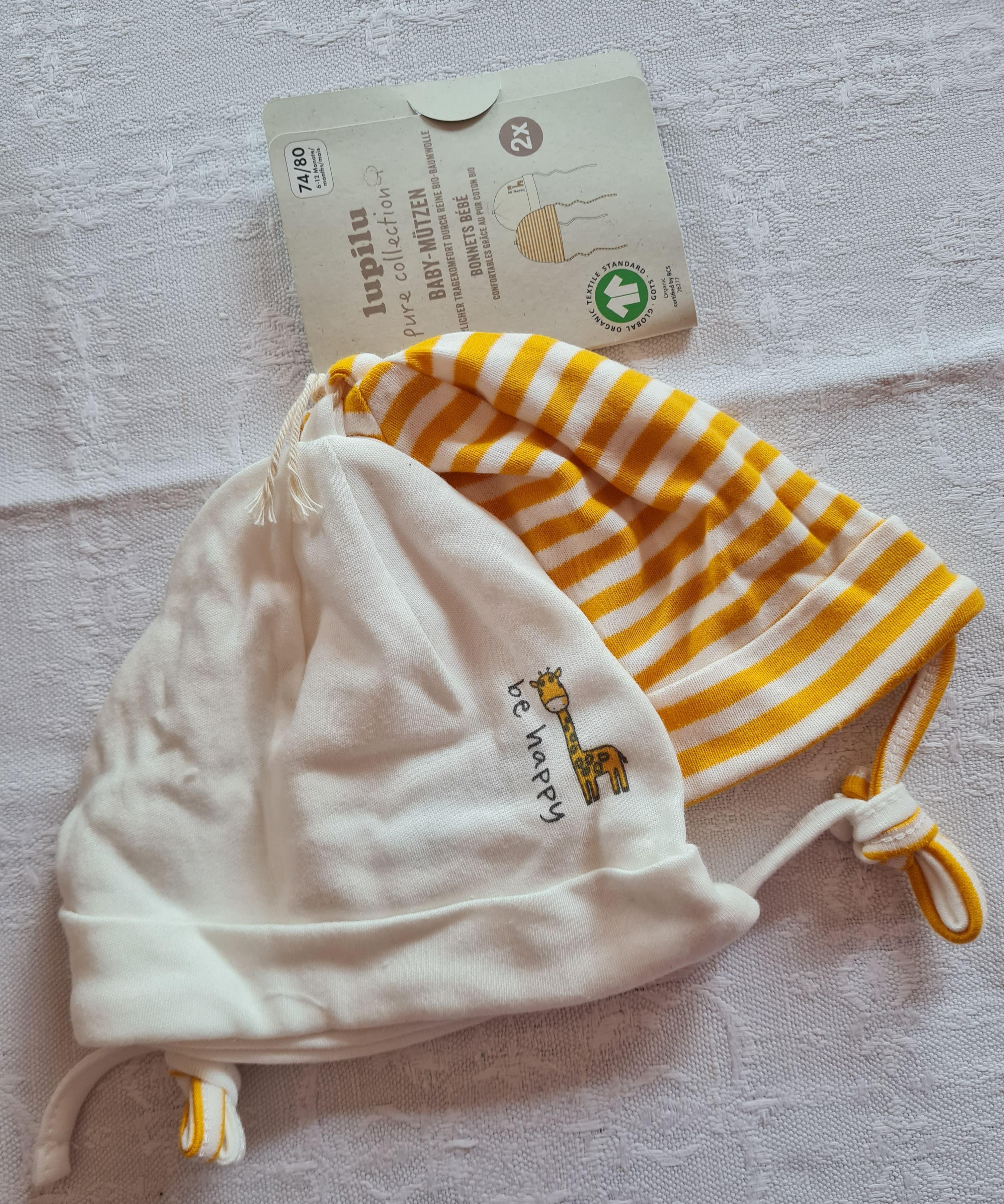2 Baby-Mützen im Set, Gr. 74/80, Neuware