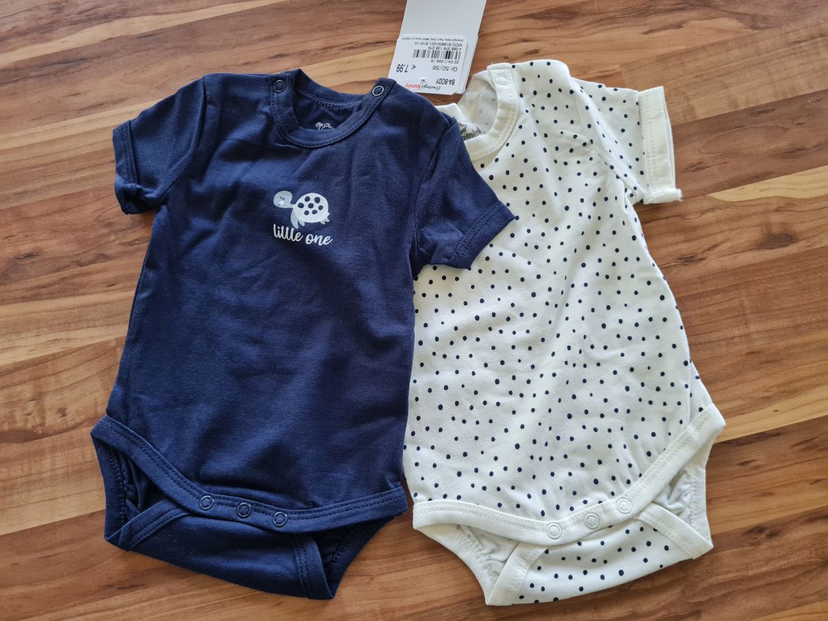 Topomini 2 Kurzarm-Bodies "Little One / Punkte" Gr. 50/56, Neuware mit Etikett
