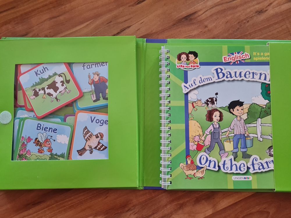 „Auf dem Bauernhof – On the Farm“ (Lingen Verlag), Buch mit Memory-Spiel, Secondhand (Neuwertig)