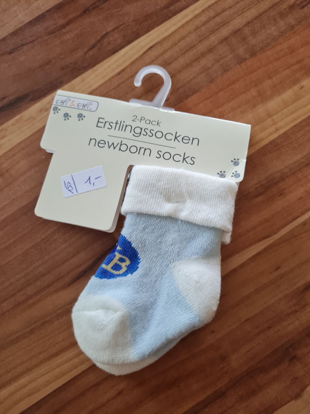 1 Paar Erstlingssocken, hellblau, Neuware mit Etikett