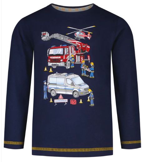 Shirt Feuerwehr Polizei, true navy, Gr. 128/134, Neuware (EOL)