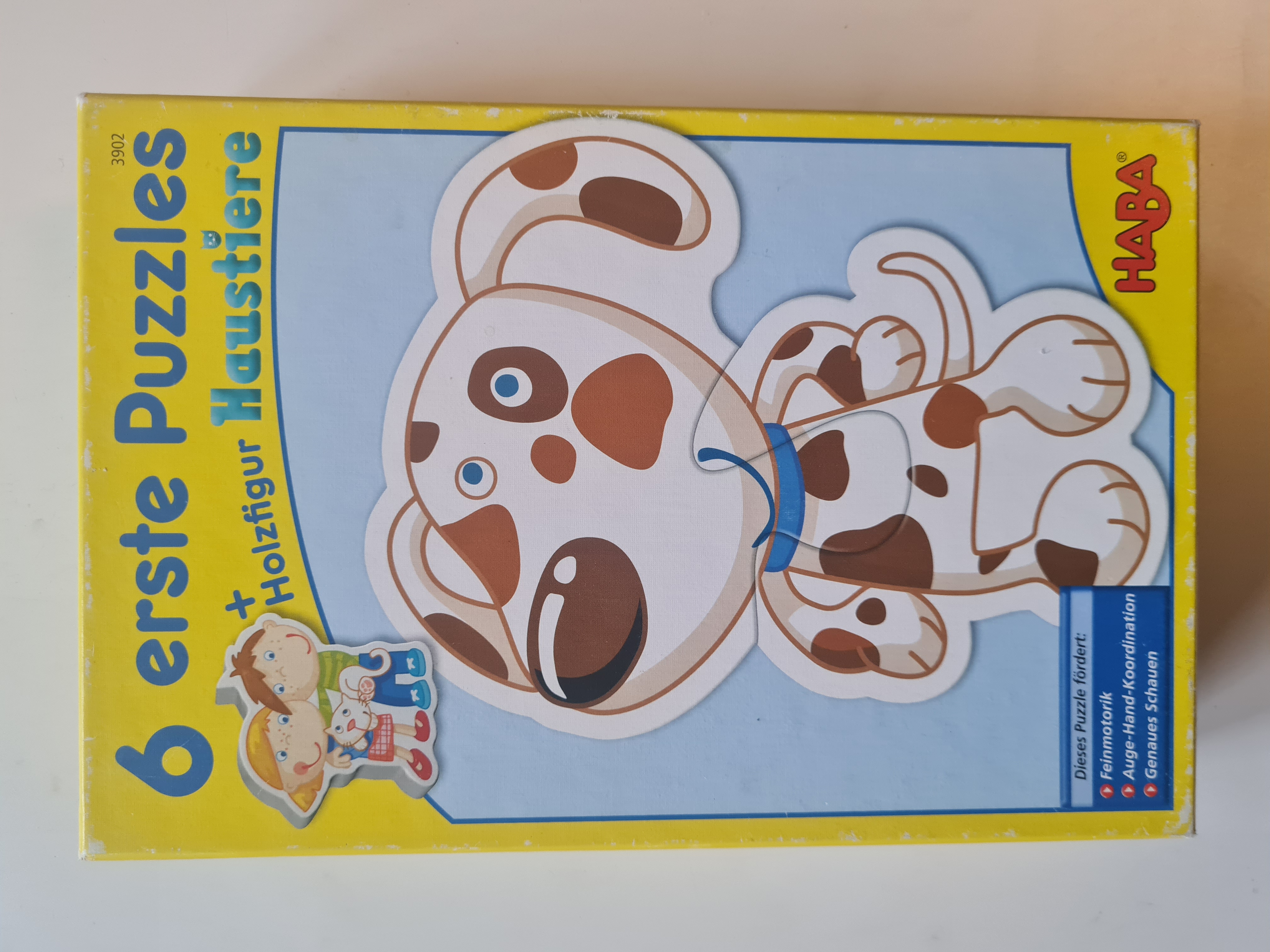 HABA 6 erste Puzzle + Holzfigur, Haustiere, Secondhand