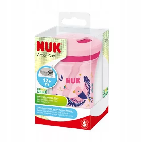 NUK Auslaufsicherer Becher mit Silikonstrohhalm, pink, Neuware