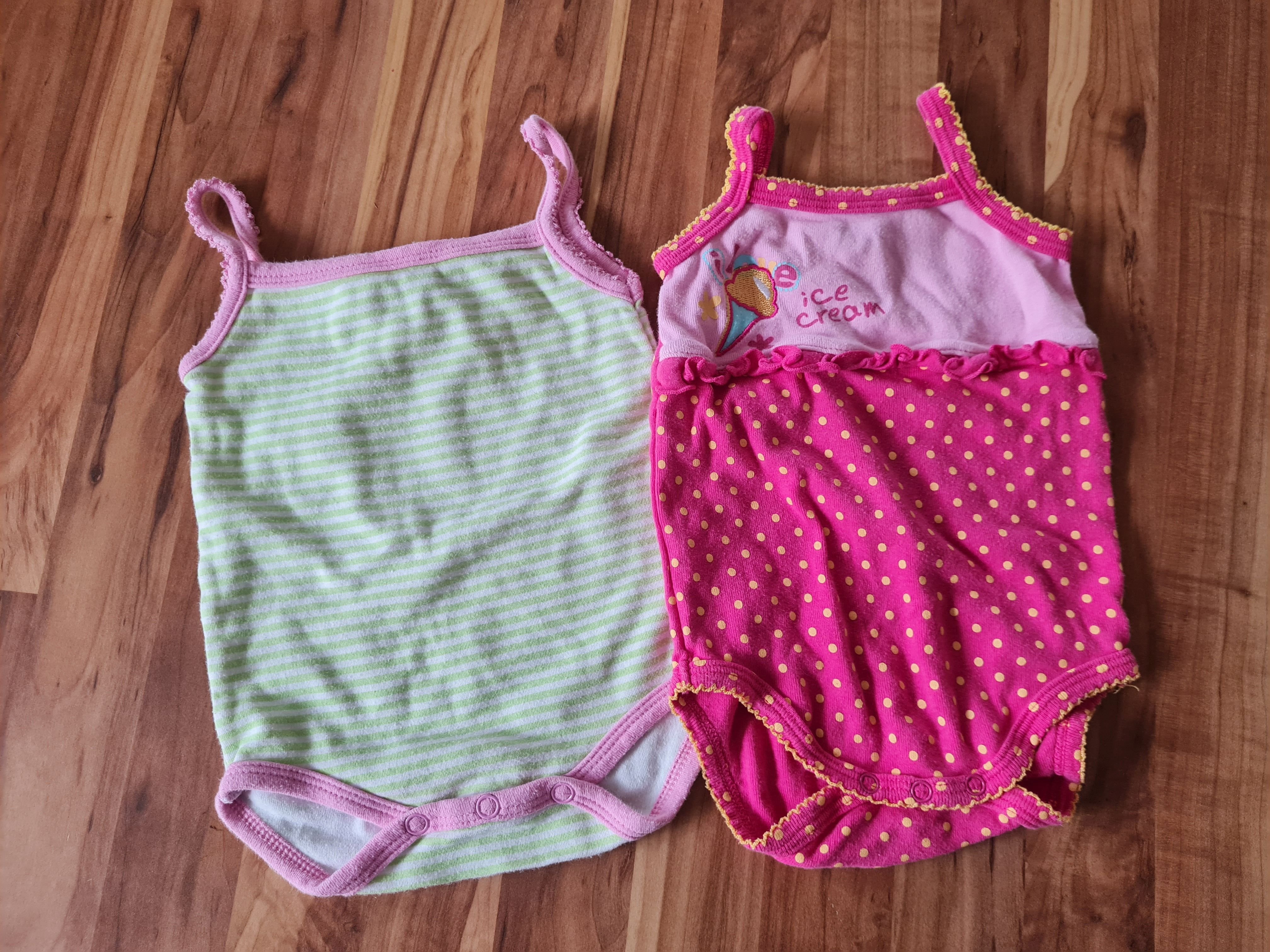 2 Träger-Bodies für Mädchen, Gr. 62/68, Secondhand