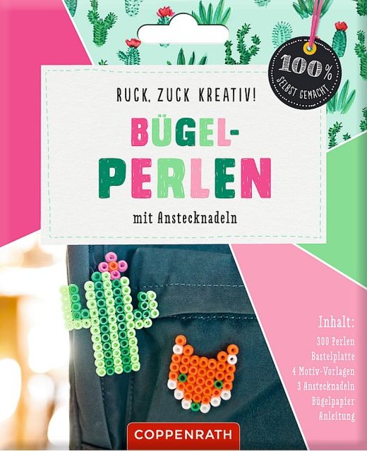 Ruck, zuck kreativ - Bügelperlen mit Anstecknadeln (100% selbst gemacht), Neuware