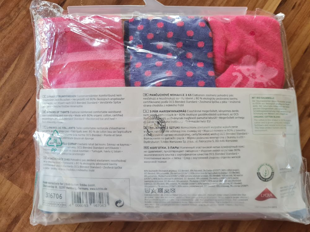 3 Paar Strumpfhosen für Mädchen, Gr. 74/80, Neuware mit Etikett
