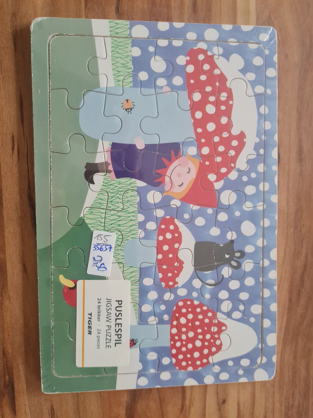 Holzpuzzle "Wichtel und Pilze", 24 Teile, Neuware