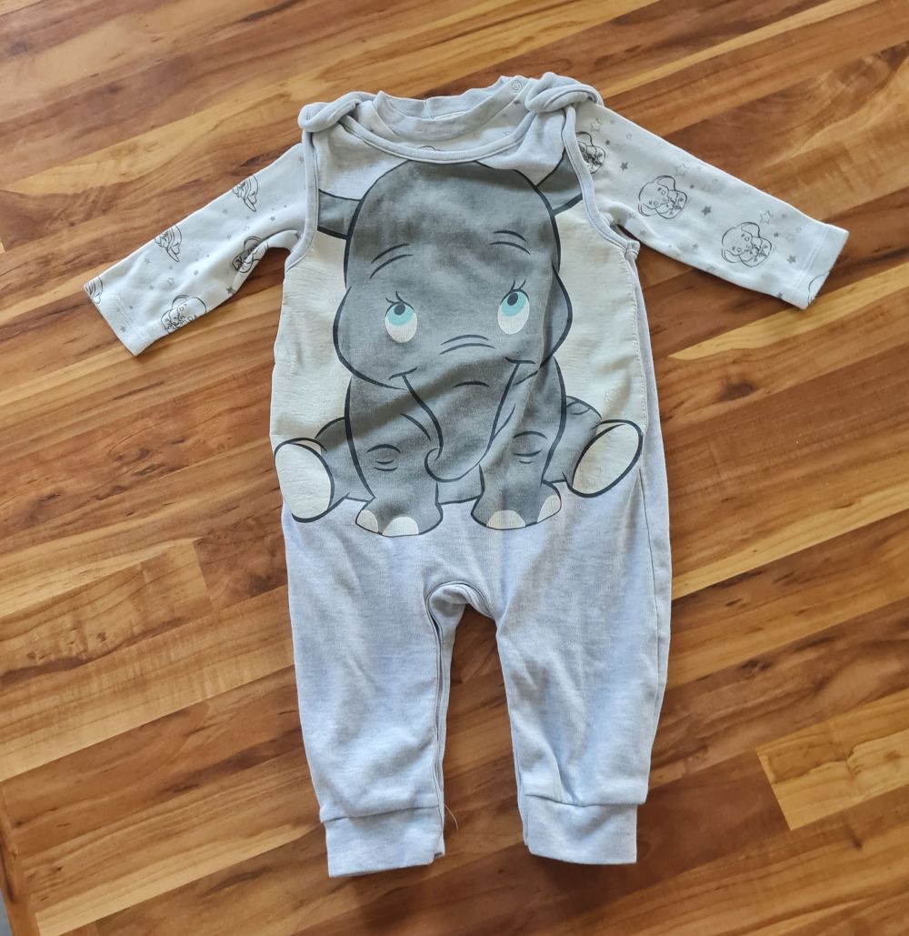 Disney 2teiliges Set Shirt und Strampler "Elefant", Gr. 68, Secondhand
