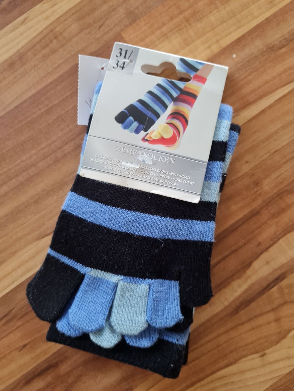 1 Paar Zehensocken, blau - schwarz, Gr. 31-34, Neuware