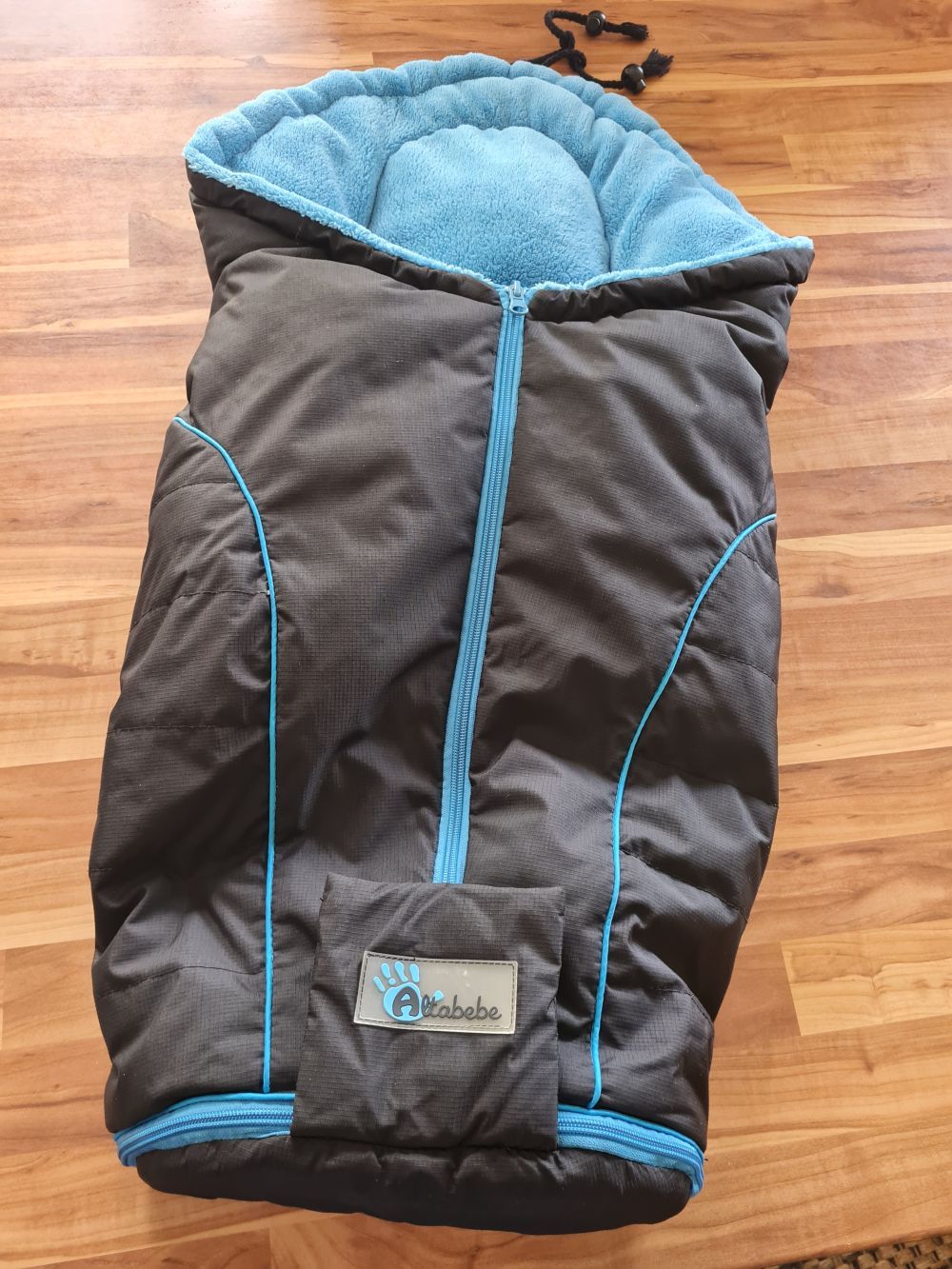 Altabebe Winter-Fußsack schwarz mit blauem Plüschfutter, Secondhand
